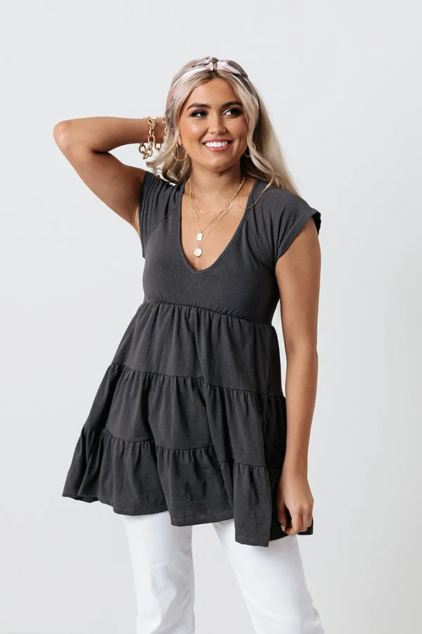 Sea Shine Babydoll Tunic Dress In Charcoal