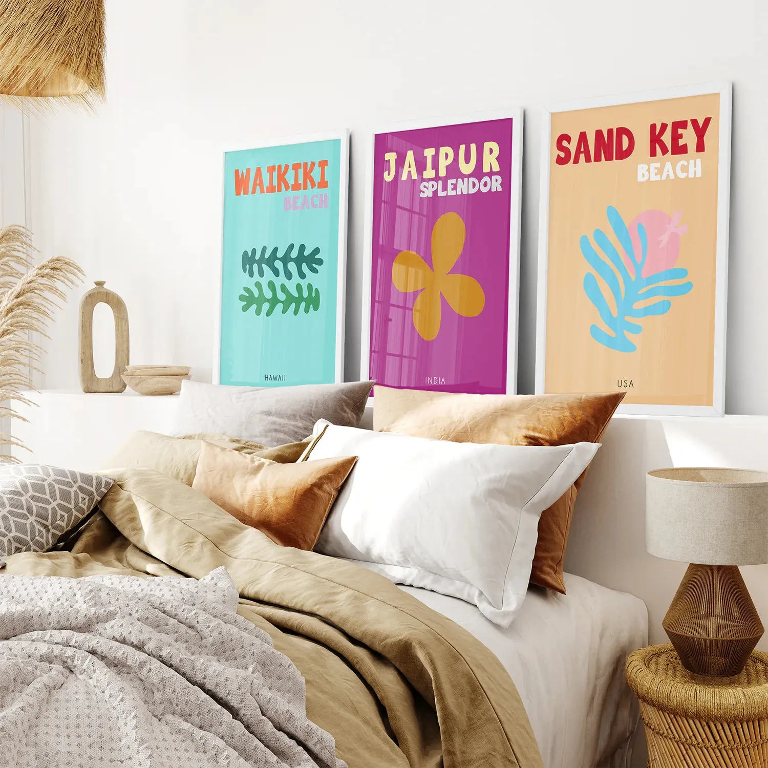 Set of 3 Trendy Y2k Style Posters. Summer Travel Theme