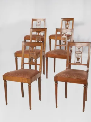 Set of 6 Upholstered French Dining Chairs from 1950s