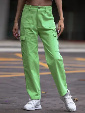 Shiny Straight Leg Cargo Pants