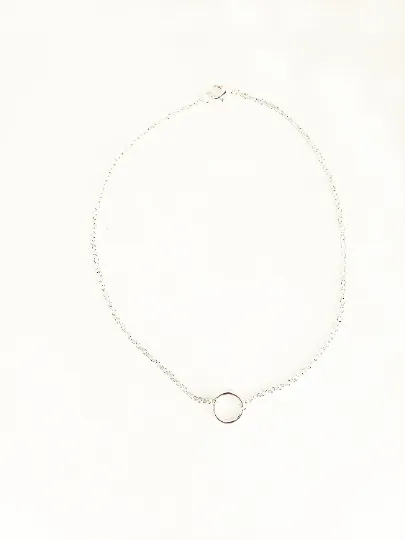 Silver circle necklace. Discreet day collar. Minimalist. Infinity circle. BDSM circle of O ring, Submissive