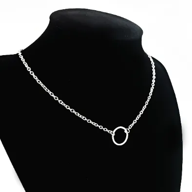 Silver circle necklace. Discreet day collar. Minimalist. Infinity circle. BDSM circle of O ring, Submissive