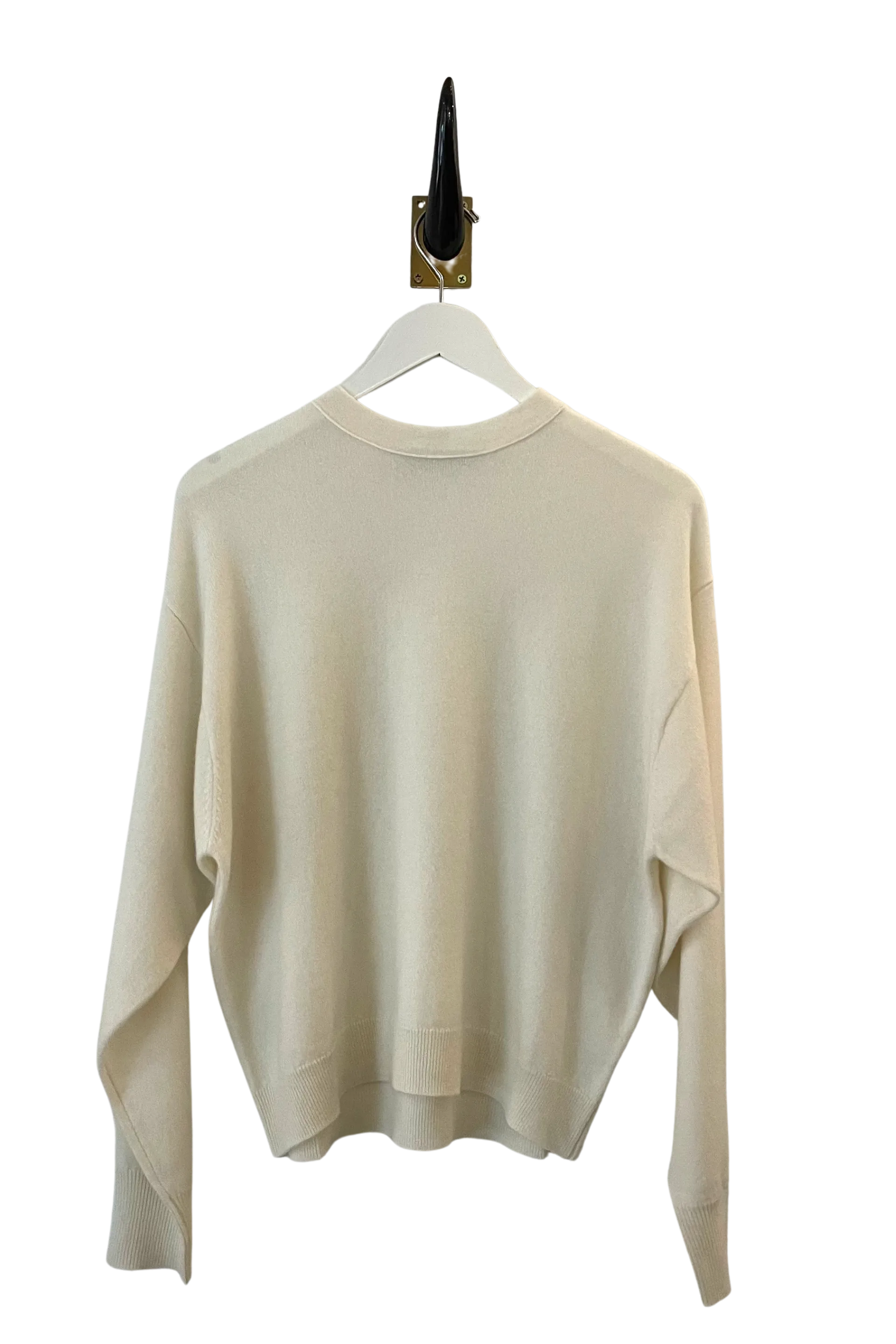 Slouchy Creme Cashmere Crew Sweater