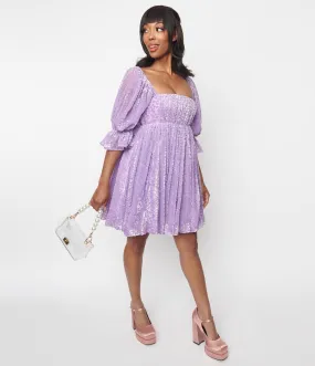 Smak Parlour Lavender Heart Velvet Love Interest Babydoll Dress