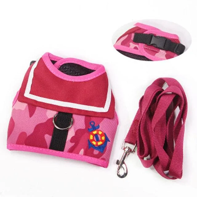 Soft Breathable Navy Style Pet Leash Set