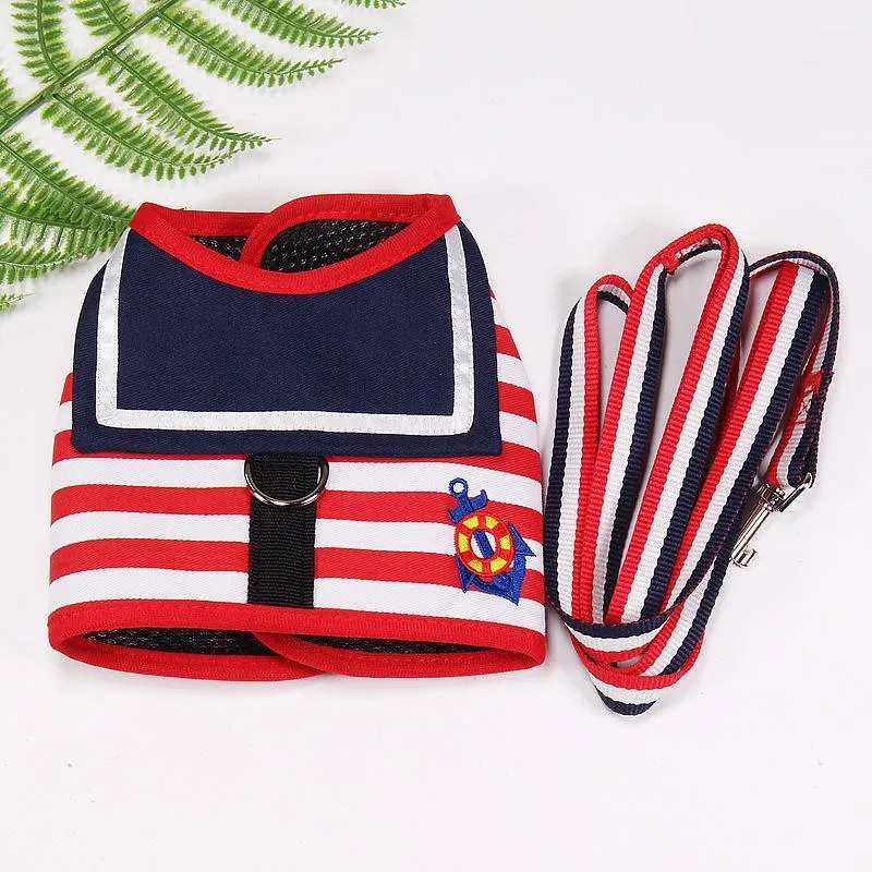 Soft Breathable Navy Style Pet Leash Set