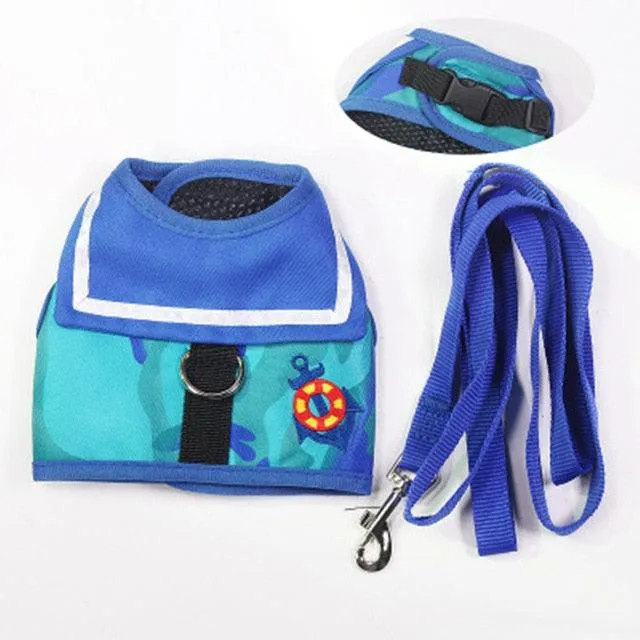 Soft Breathable Navy Style Pet Leash Set