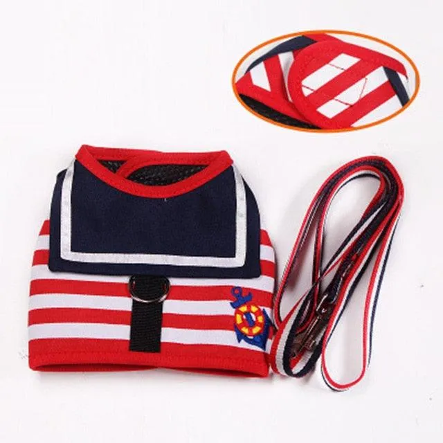 Soft Breathable Navy Style Pet Leash Set