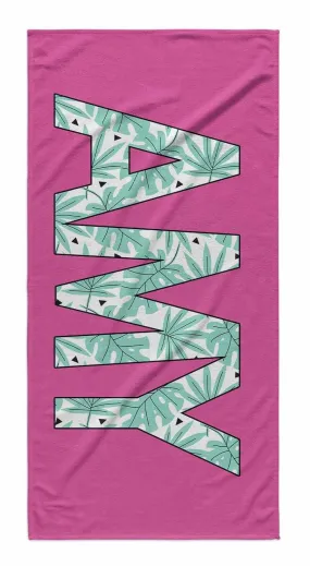 SOLID BOLD PATTERN NAME PERSONALIZED PREMIUM TOWEL - PALMS