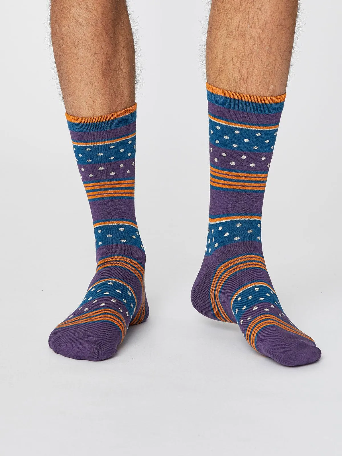 SPOT AND STRIPE SOCKS - PLUM