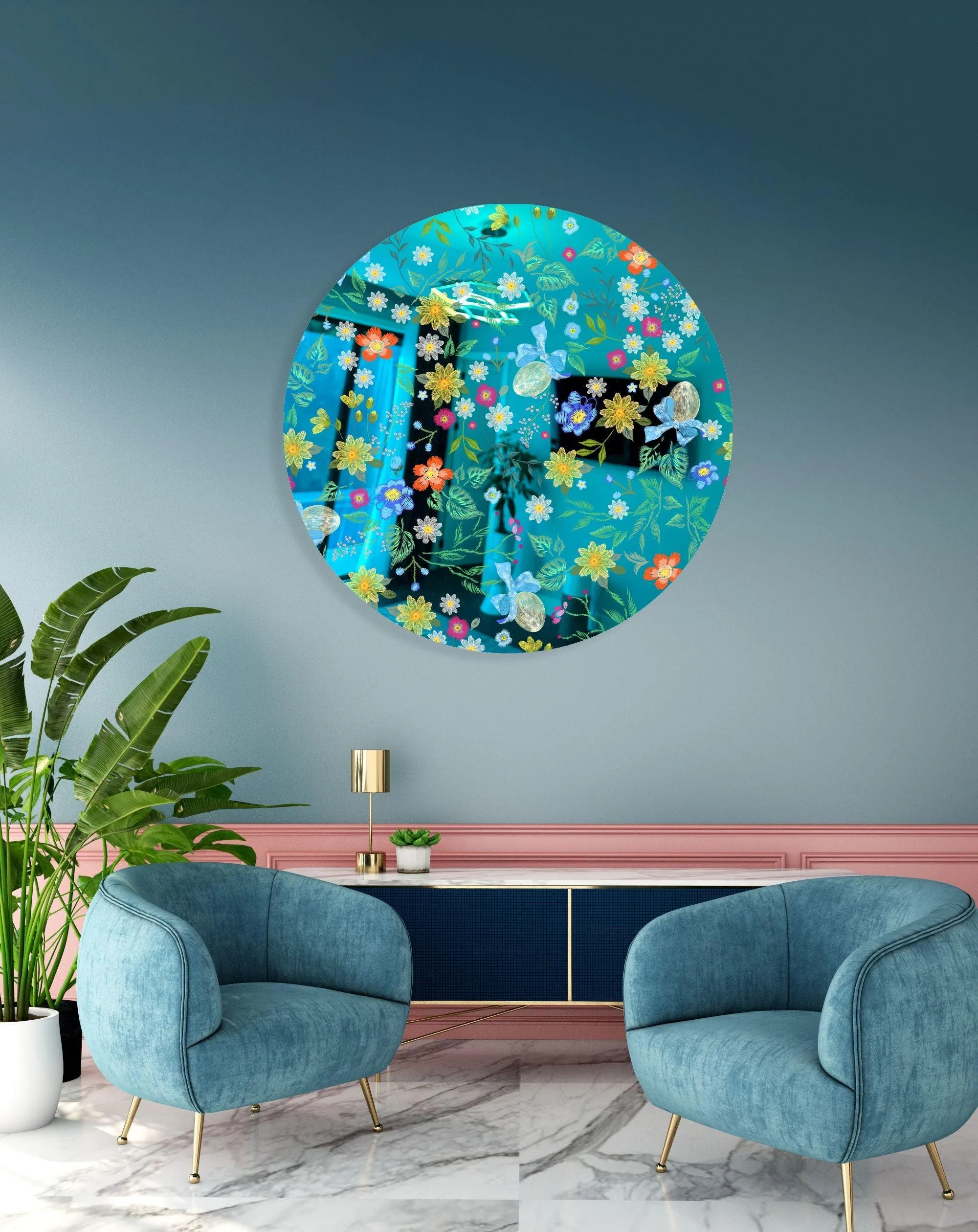 Summer Flowers Printed Mirror Acrylic Circles