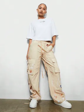 SUMWON WOMEN Straight Fit Utility Pant With Splatter Paint