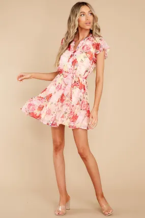 Sunrise Garden Pink Multi Floral Print Dress