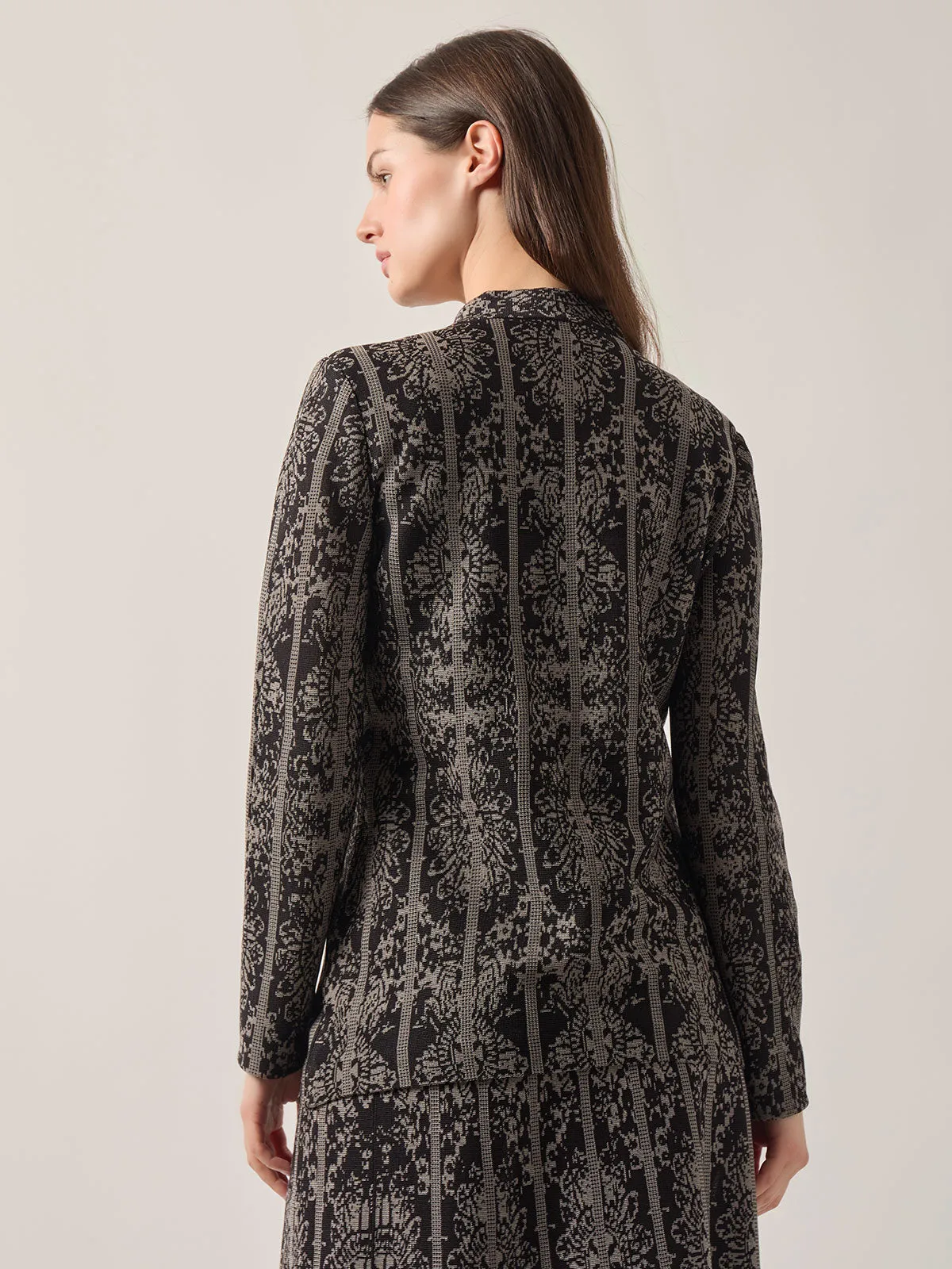 Tailored Fit Two-Tone Jacquard Knit Jacket