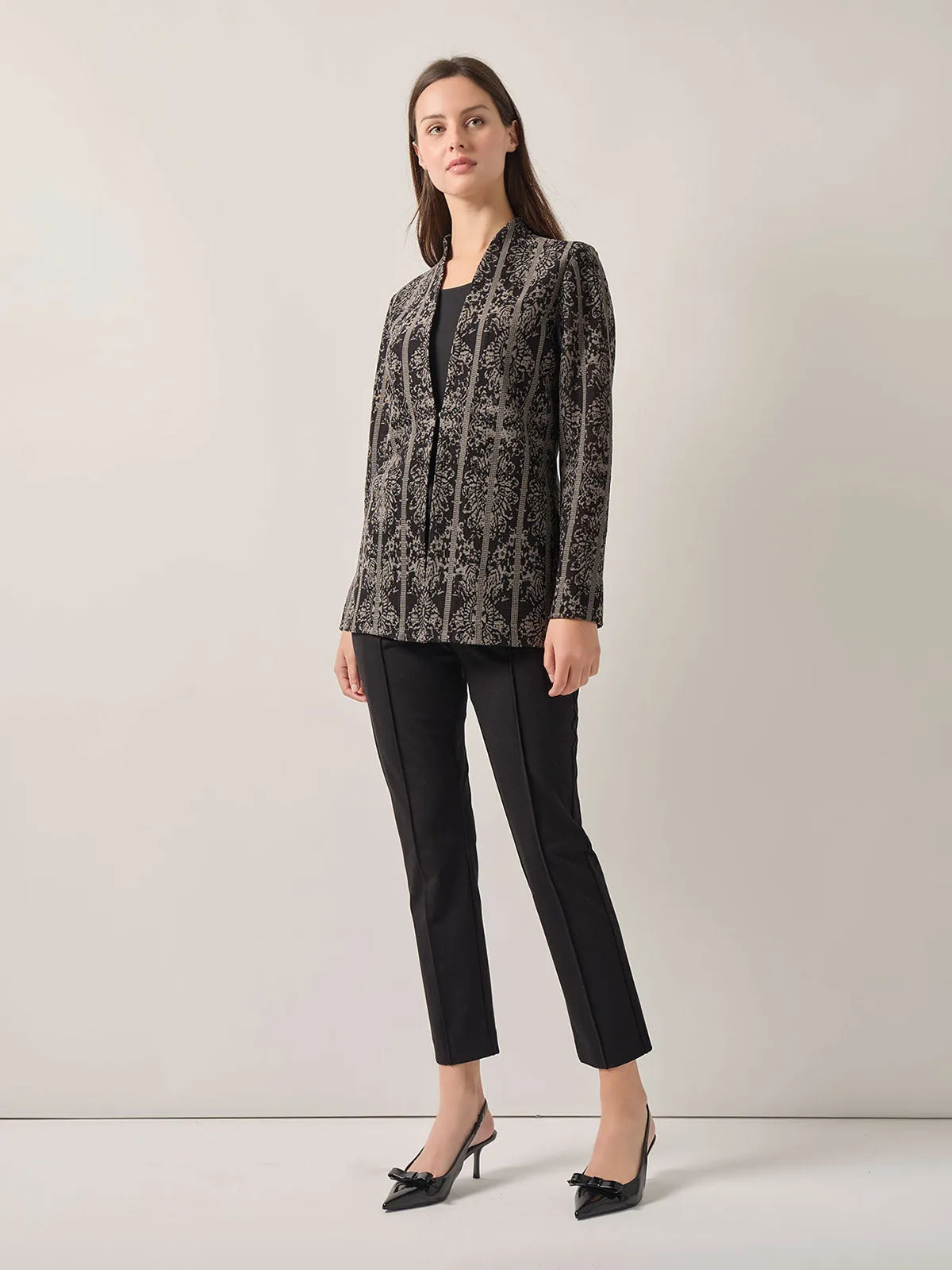 Tailored Fit Two-Tone Jacquard Knit Jacket