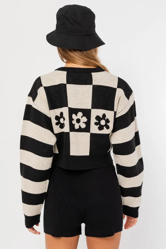 TEEK - Long Sleeve Crop Block Sweater