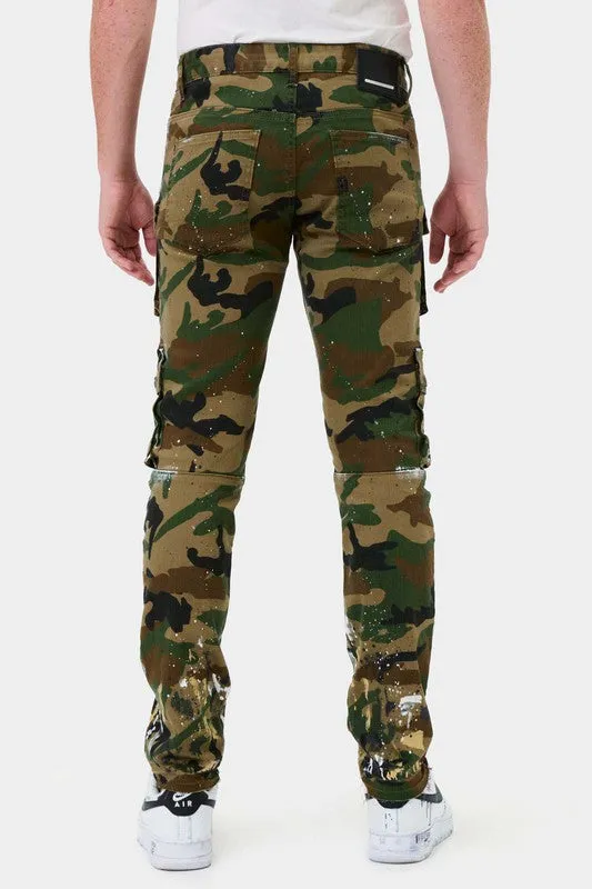 TEEK - Mens Camo Multi Cargo Slim Straight Pants