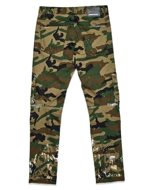 TEEK - Mens Camo Multi Cargo Slim Straight Pants