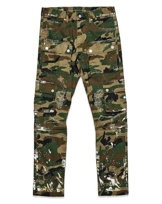 TEEK - Mens Camo Multi Cargo Slim Straight Pants