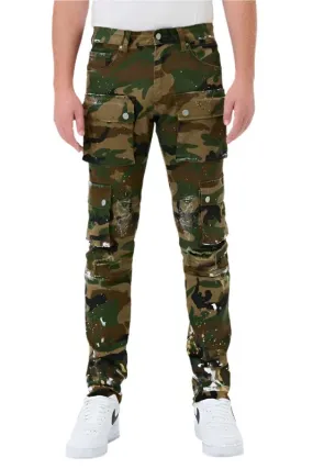 TEEK - Mens Camo Multi Cargo Slim Straight Pants