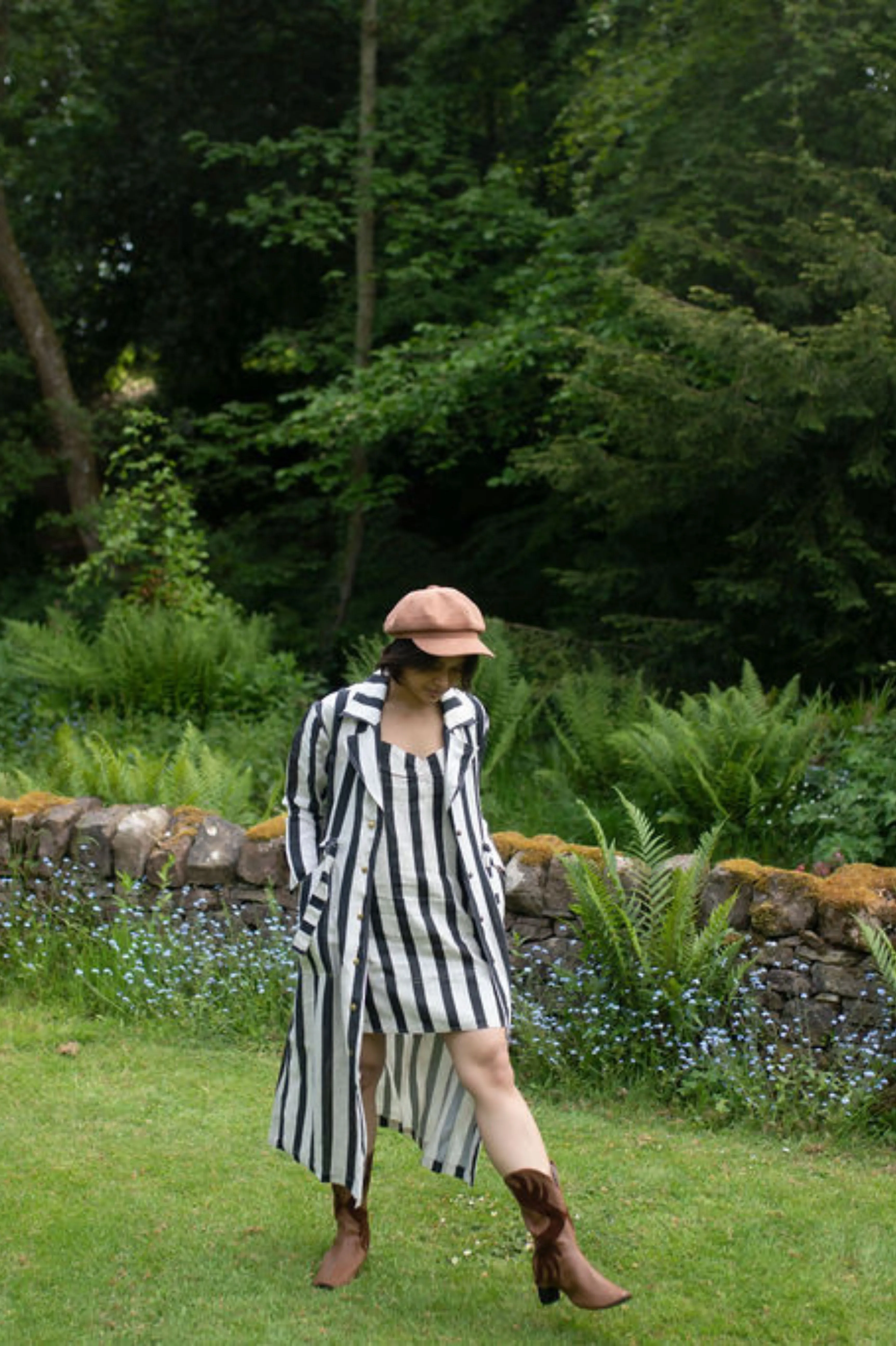 The Terra Tribe Black Stripes Summer Trench Coat