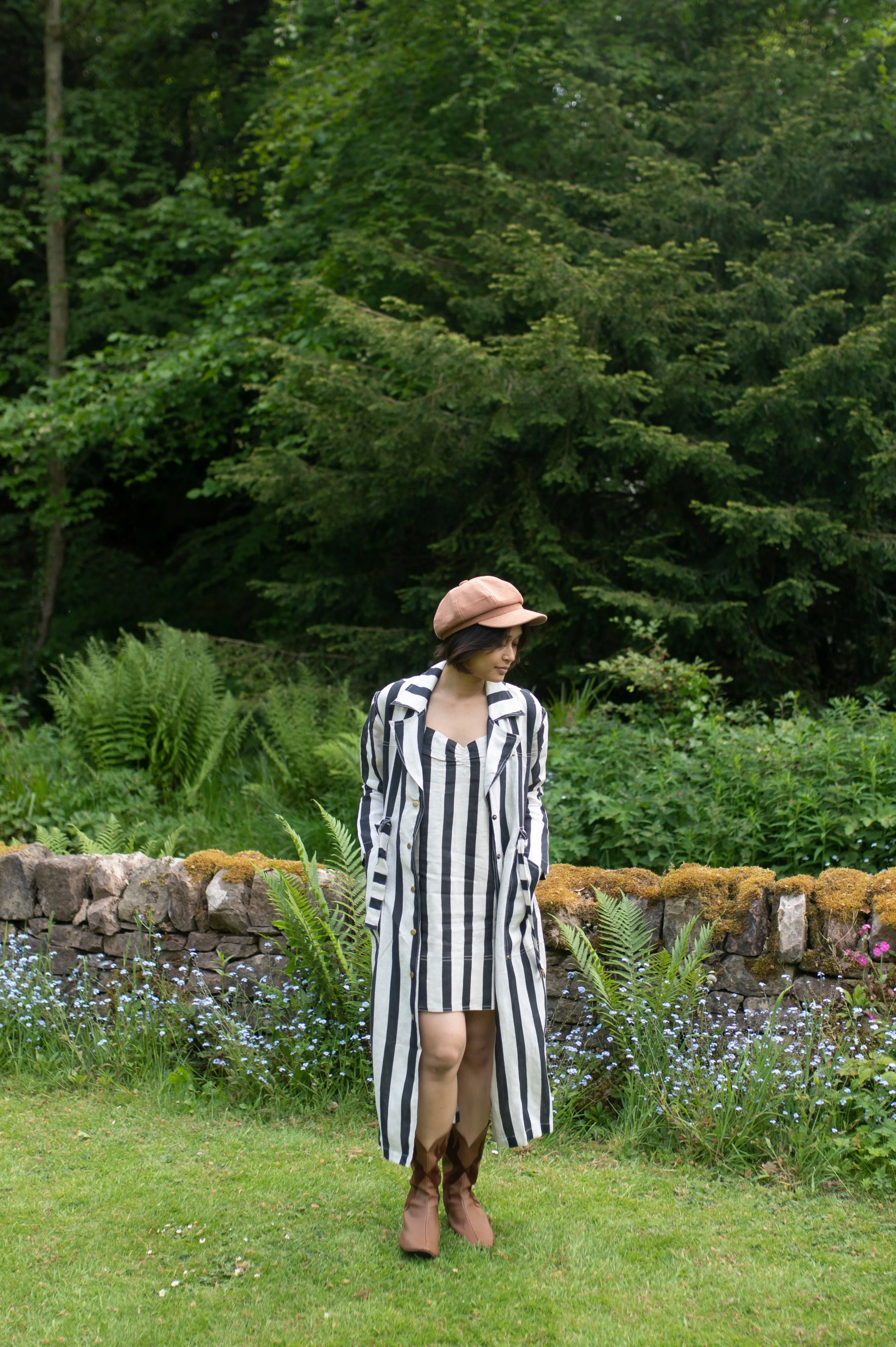 The Terra Tribe Black Stripes Summer Trench Coat