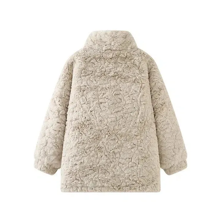 Toggle Closure Faux Fur Coat