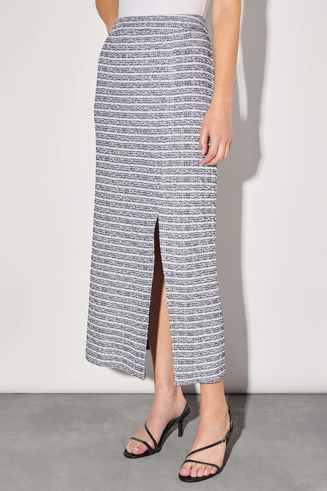 Tweed Knit Straight Maxi Skirt