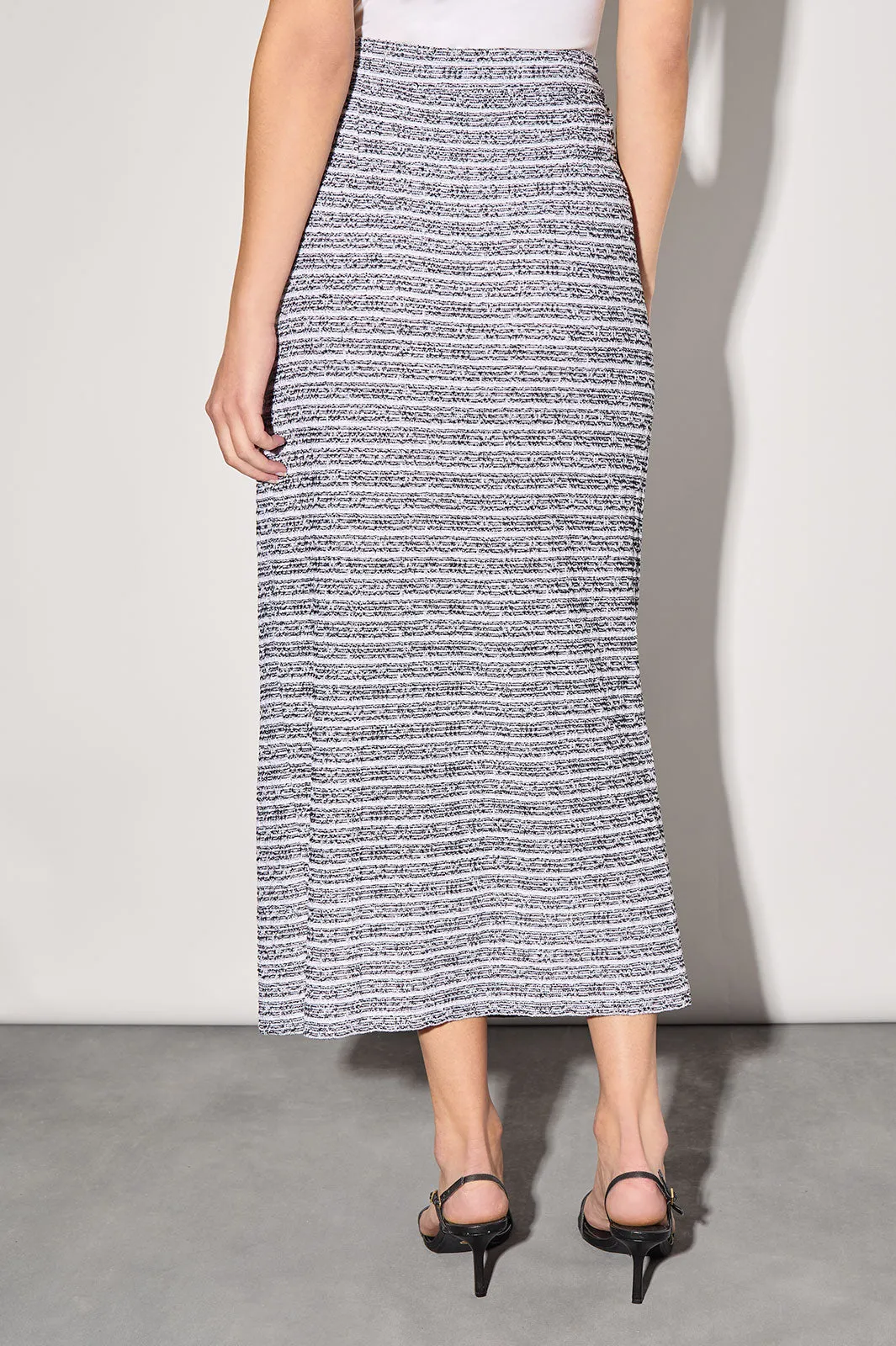 Tweed Knit Straight Maxi Skirt