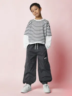 Tween Boys Relaxed Double Sleeve Stripe Tee & Cargo Pant 2 Piece Set