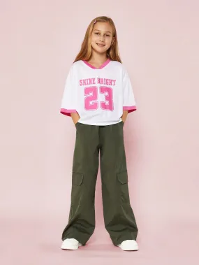 Tween Girls Football Jersey Tee And Cargo Pant 2 Piece Set