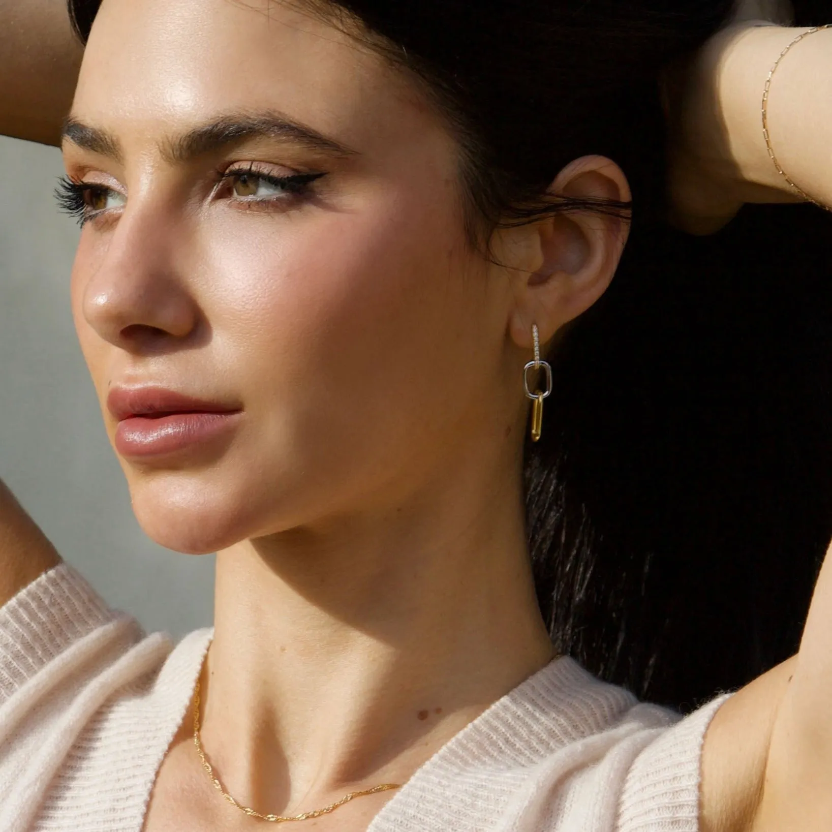 Two-Tone Crystal Hoops