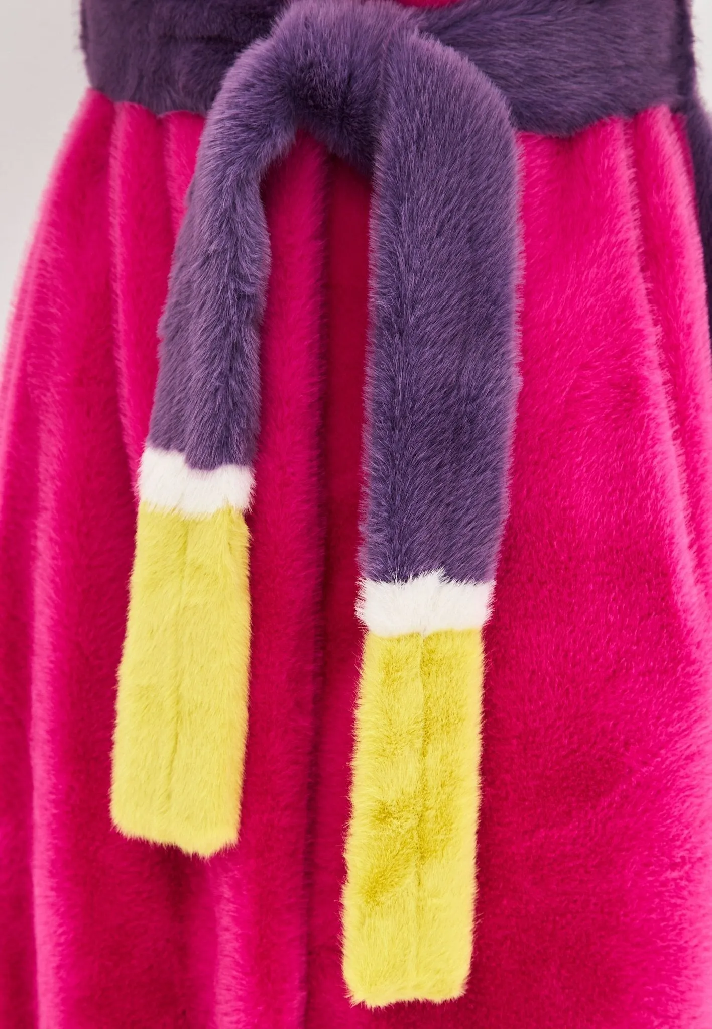 Two Tone Faux Fur Long Winter Coat - Pink