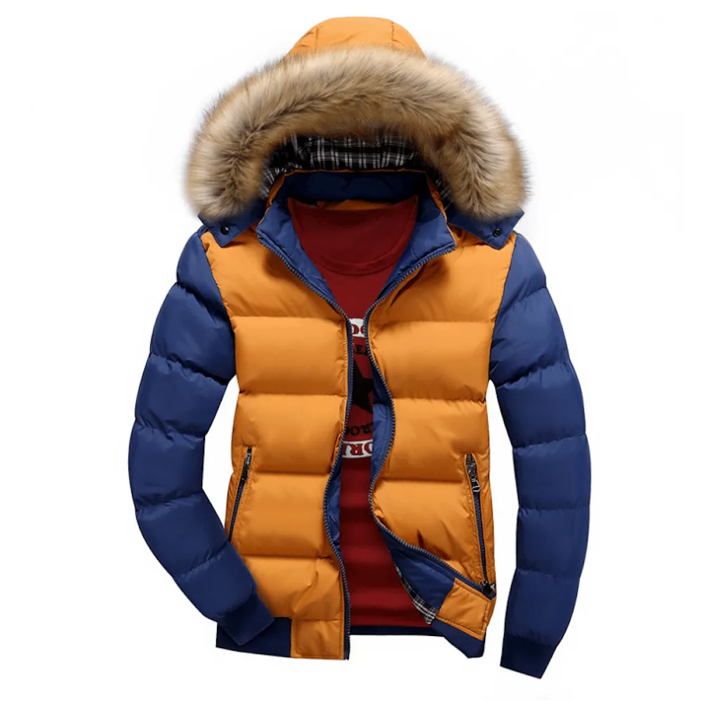 Two Tone Puffer Jacket with Removable Hood