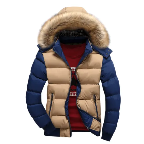 Two Tone Puffer Jacket with Removable Hood