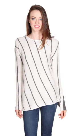 Velvet by Graham & Spencer Erica Graphic Stripe Asymmetric Hem Sweater