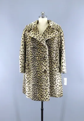 Vintage 1960s Leopard Print Faux Fur Coat