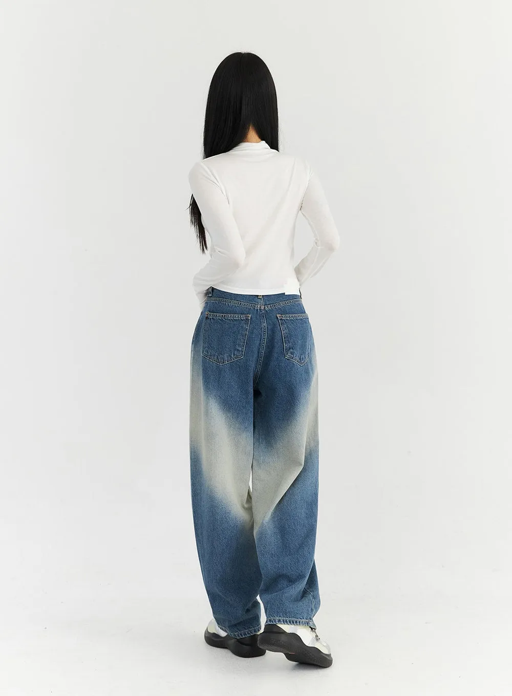 Washed Blue Wide Jeans CN307