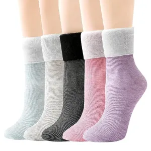 WKLOUYHE 4 Pairs Womens Winter Warm Thick Snow Socks Thermal Wool Flannel Boots Floor Sox Vintage Crew Socks For Cold Weather_Free Size