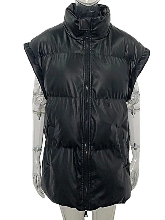 Women's Long Sleeveless Puffer Vest