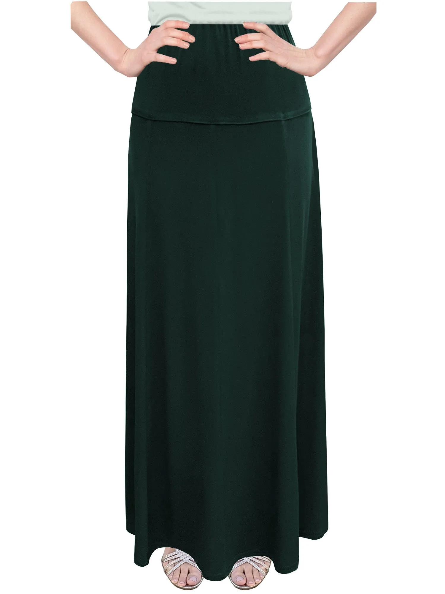 Women's Stretch Knit Fit and Flare A-Line 36" Maxi Length Skirt